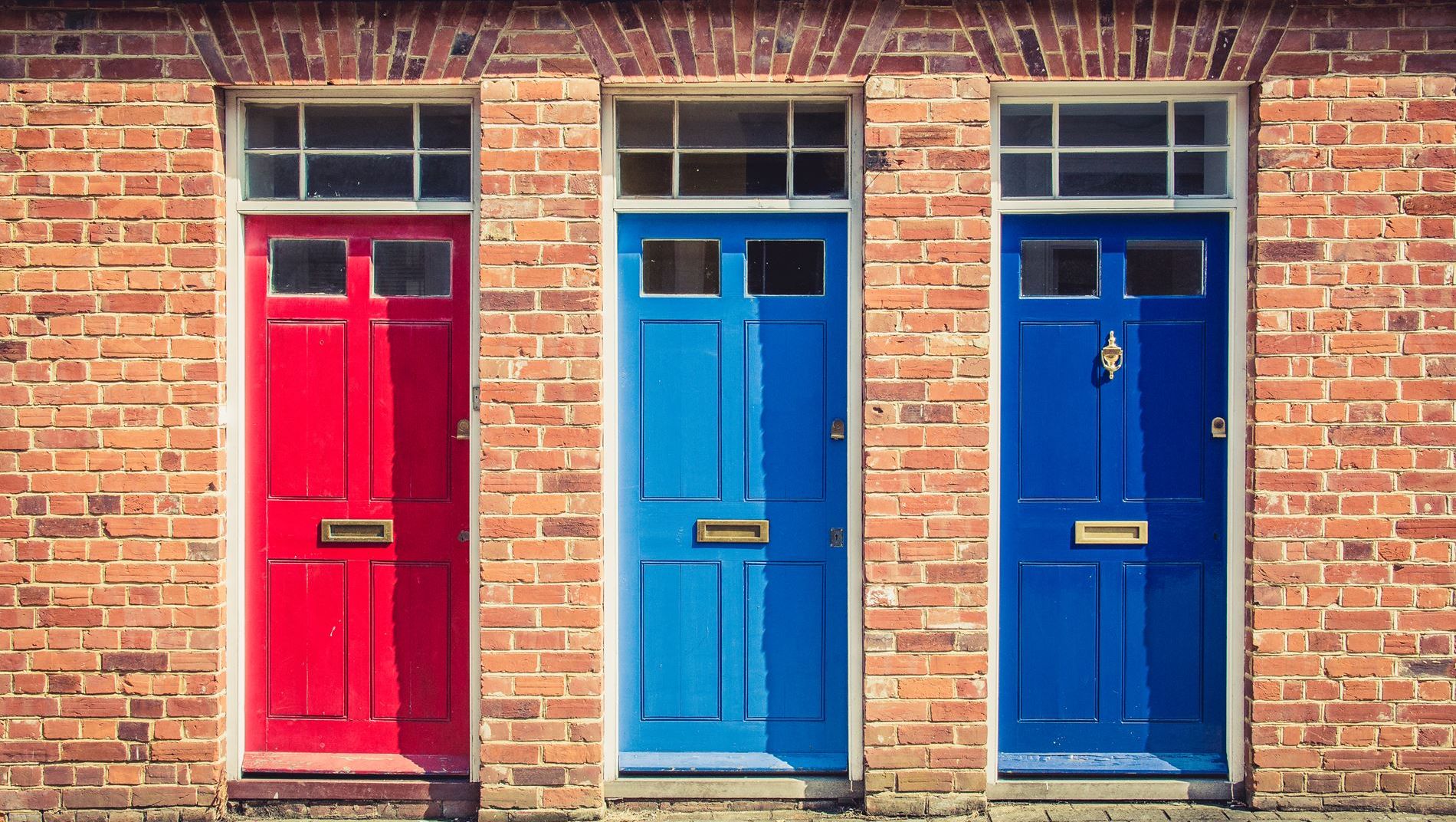 Three Different coloured doors 