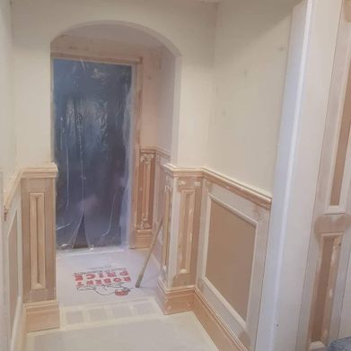 Hallway being prepared for UPVC painting