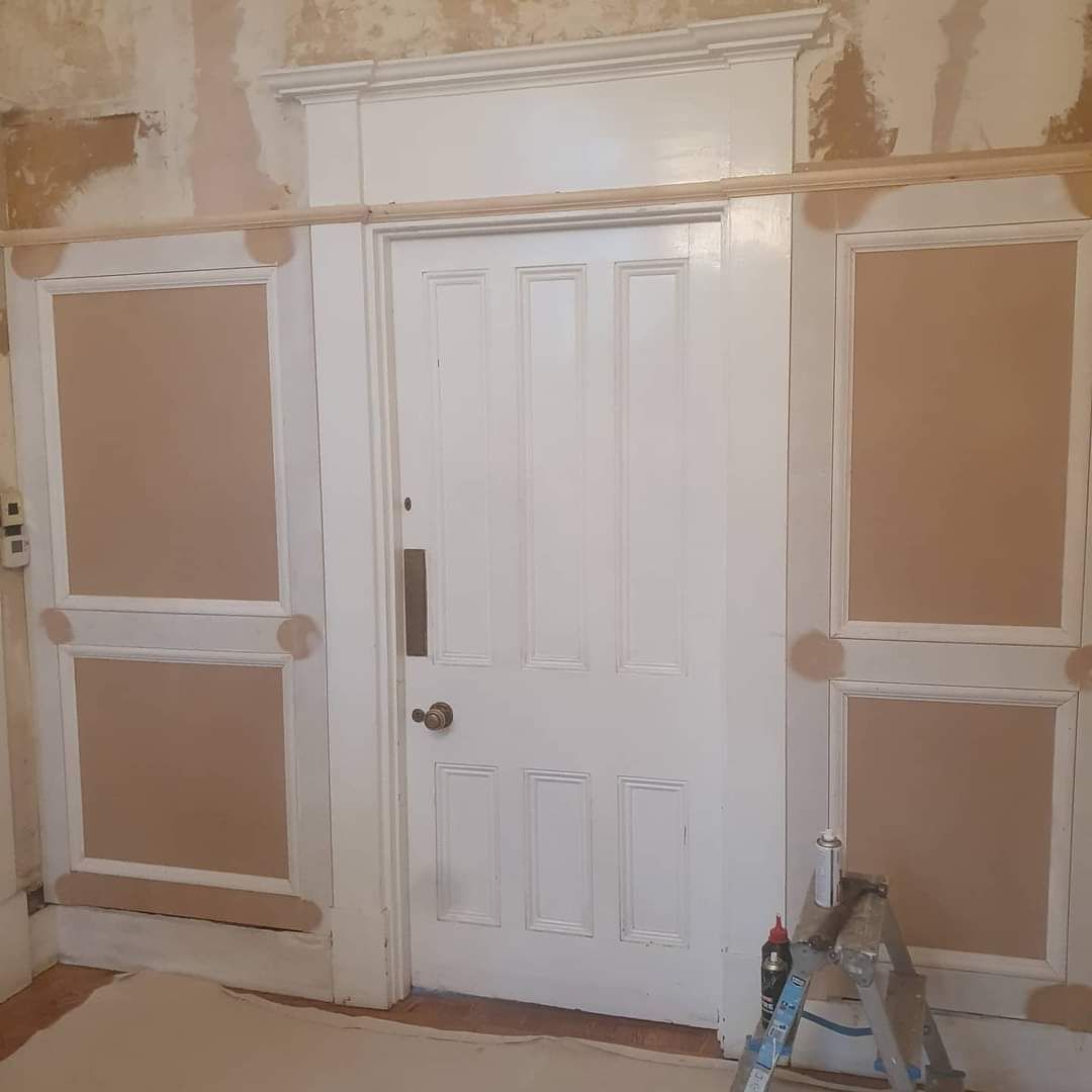 Hallway being prepared for UPVC painting